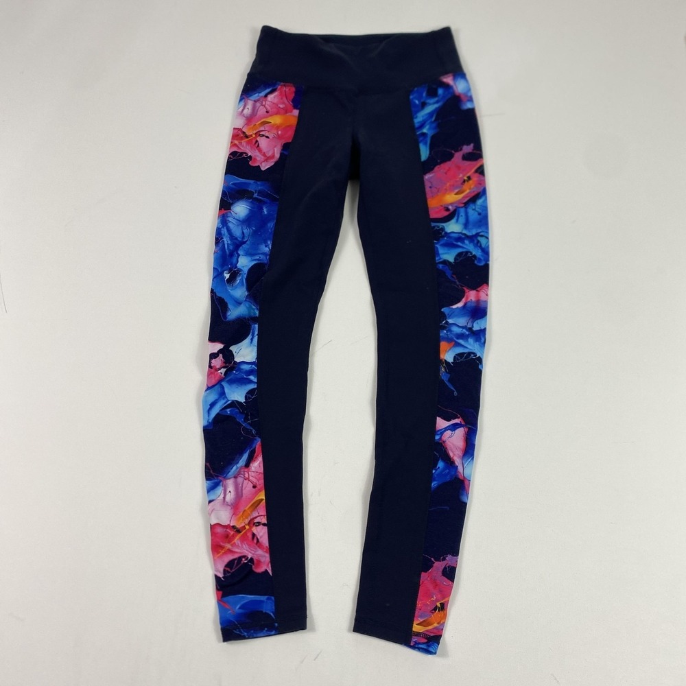 Athleta Pants Womens Small Navy Blue Abstract Print‎ High Rise Yoga Leggings